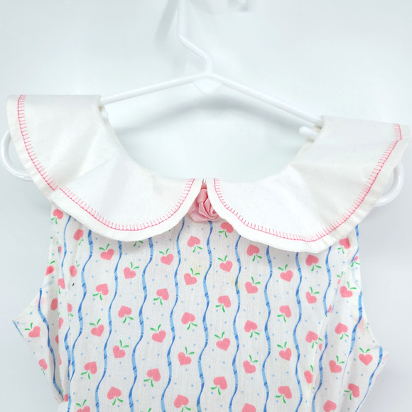 Vintage 4T Handmade Cottage Core Pinafore Dress Pockets Lace Rosette Petticoat - Picture 6 of 16